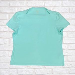 Kate Spade Broome Street Boat Neck Cotton Tee in Aqua Size XL